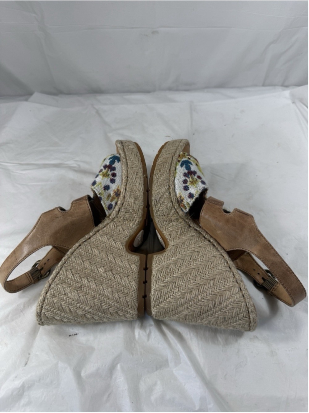 Born Brewster Platform Wedge Sandal Tapestry Leather Jute Heel Women Size 7 M - Picture 10 of 14